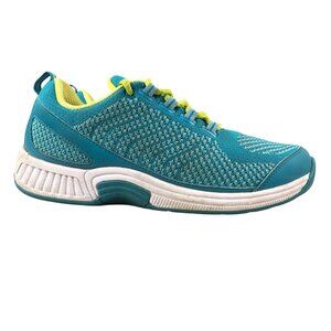 OrthoFeet Women's Size 8D WIDE Coral Turquoise Blue Lace-Up Athletic Sneakers